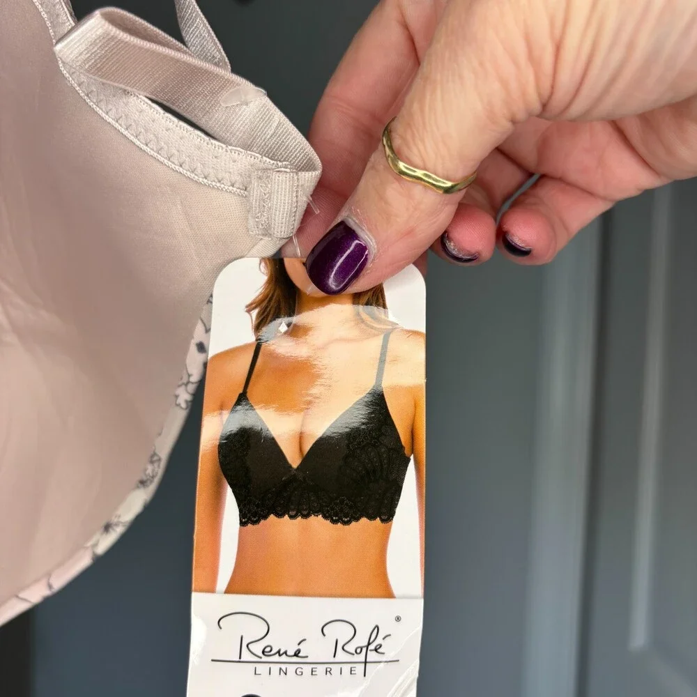 RENE ROFE NEW 38DD Bra Pink Floral Wireless Light Padding Adjustable Strap - Picture 7 of 8